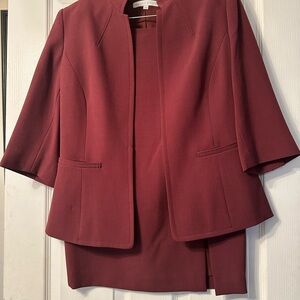 Preston & York Red Blazer Open-Front 3/4 Sleeve